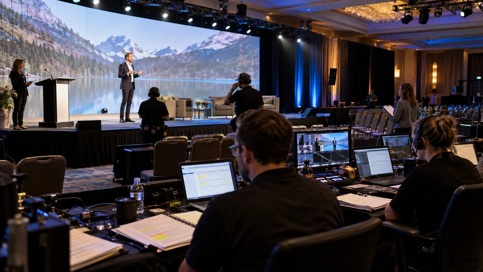 1. Corporate conference rehearsal with AV technicians, presenter and run-of-show preparation in Vancouver
